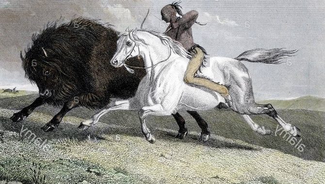 horse-mounted buffalo hunters
