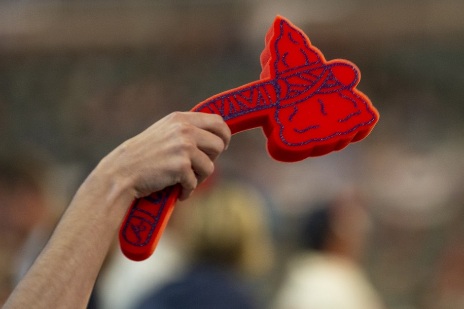 ATLANTA, GA - OCTOBER 9: A tomahawk is seen during Game Five of the National League Division Series between the Atlanta Braves and the St. Louis Cardinals at SunTrust Park on October 9, 2019 in Atlanta, Georgia. (Photo by Carmen Mandato/Getty Images)