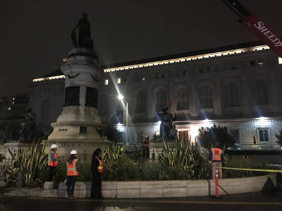 Racist statue depicted California colonization of Natives by Catholic Church being removed on September 14, 2018