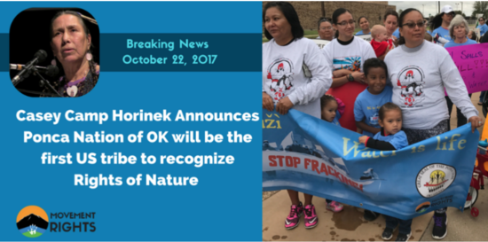 Casey Camp Horinek announces Ponca Nation of Oklahoma will be the first US tribe to recognize Rights of Nature