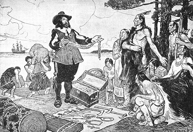 Native American-European fur trade exchange