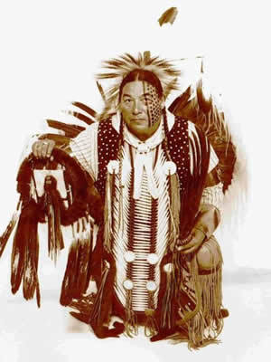 Photo of Curley Youpee in ceremonial dress
