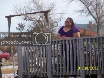 Georgia Little Shield, watching as her new building is being placed
