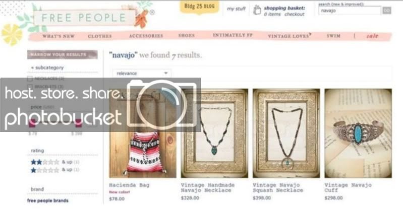 Screenshot Free People Navajo Appropriations