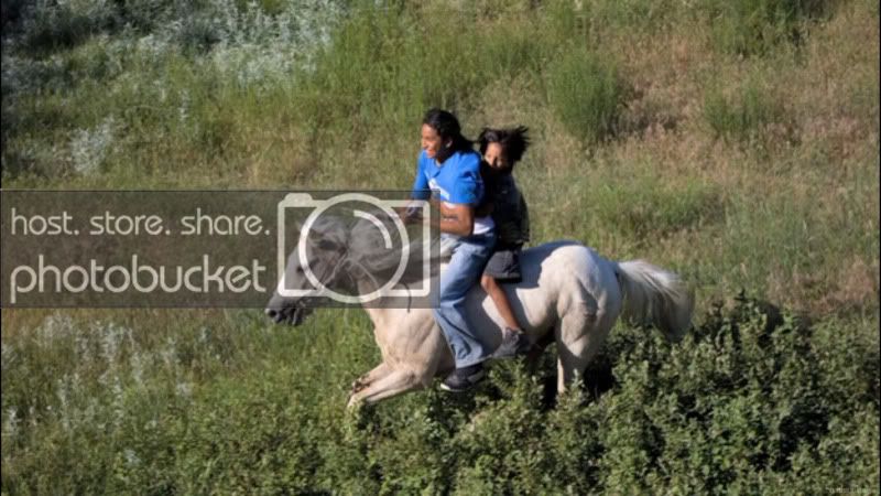 Two Young Lakota Bareback